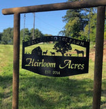 Metal FARM Sign ,barn, Sheep cow pig sign customized with your name
