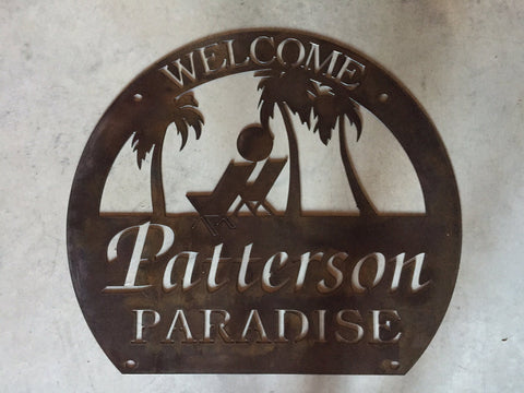Metal SIGN PALM Trees BEACH Chairs