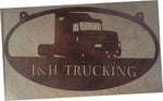 Metal TRUCK sign with SEMI Truck, and your NAME, 4ft across