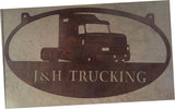 Metal TRUCK sign with SEMI Truck, and your NAME, 4ft across