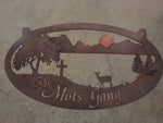 4 ft. Mountain,Lake sign  Deer, metal sign with your name