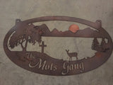 4 ft. Mountain,Lake sign  Deer, metal sign with your name