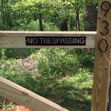 Metal No Trespassing sign ,in gorgeous copper patina with baked on clear coat, NO TRESPASSING sign