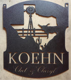 TEXAS Longhorn / Deer Cactus METAL SIGN with  your name