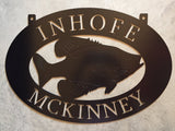 Metal  FISH sign with fish in black