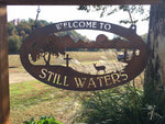 4 ft. Mountain,Lake sign  Deer, metal sign with your name