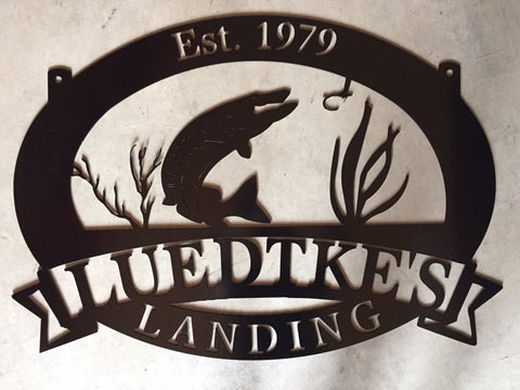 Metal FISH sign with UNDERWATER FISH scene