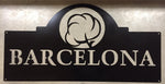Custom metal sign with cotton boll in black powder coat finish