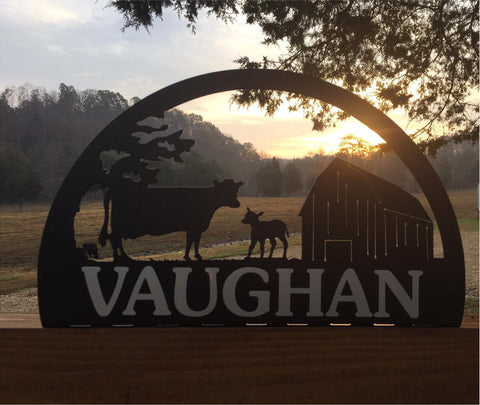 Double sided metal mailbox sign on base with your name