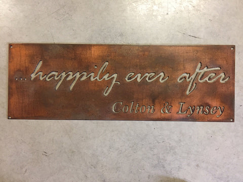 Cute Metal HAPPILY EVER AFTER  sign with couples names