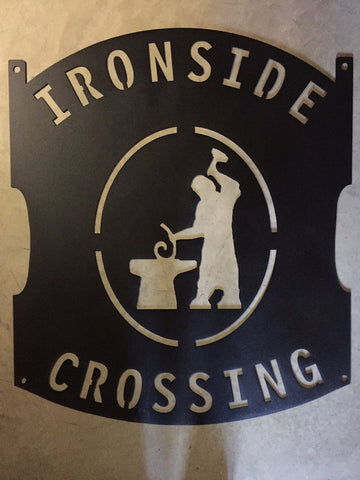 Metal BLACKSMITH sign with BLACKSMITH and HAMMER