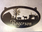 Metal Sign, barn , pig , goat scene