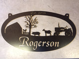 Metal Sign, barn , pig , goat scene