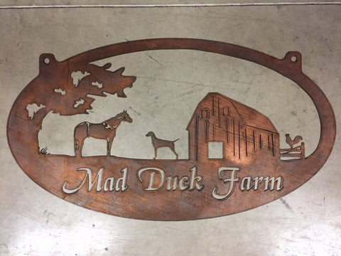 Metal HORSE BARN Sign, Barn Horse Dog sign , laser cut horse barn sign, horse farm address