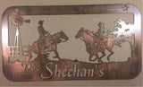 Metal cowgirl/boy sign personalized