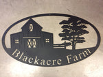 Metal BARN Sign with BARN And OAK Tree  customized with your name