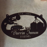 3' metal GRAIN BIN sign customized with GRAIn Bin ,track TRACTOR and corn stalks