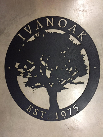 3ft Personalized, metal sign with  stately tree