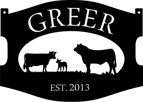 4ft Metal BULL COW Calf Sign, HUGE Sign, personalized with your name or farm name