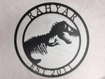 Metal Dino Skeleton in circle, 2ft DINOSAUR with your name
