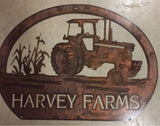 Metal sign,corn stalks,John Deere tractor CUSTOMIZED