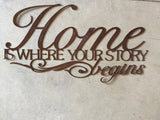 Metal wall words HOME Is Where Your STORY BEGINS