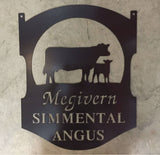 Metal COW sign, 30inch sign with COW CALF and your name or inscription