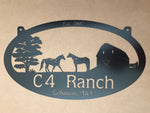 Personalized Metal HORSE Sign with  BARn and HORSES and YOUR Name
