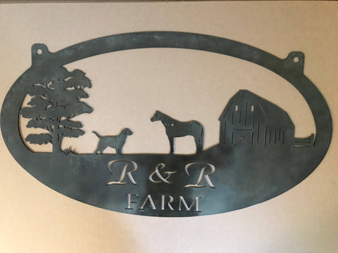 Metal Sign BARN,HORSE , Lab with YOUR Name 4ft sign
