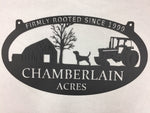 Metal Sign with  BARN, DOG, TRACTOR sign, customized with your name