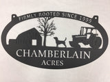 Metal Sign with  BARN, DOG, TRACTOR sign, customized with your name