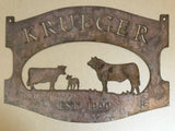 4ft Metal BULL COW Calf Sign, HUGE Sign, personalized with your name or farm name