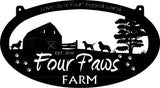 4ft Metal BARN Sign with  Barn and Dogs