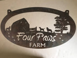 4ft Metal BARN Sign with  Barn and Dogs