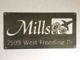Hummingbird Sunflower Metal Name SIGN