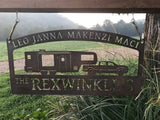 Personalized camper sign, metal camper sign , CAMPER and pickup truck sign