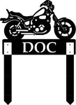 Metal motercycle sign with bolt on stakes