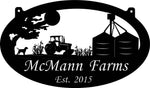 3' metal laser cut sign customized with GRAIN BIN ,TRACTOR and corn stalks