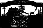 Metal HORSE Sign with Horses, BARN, WINDMILL  customized with your name