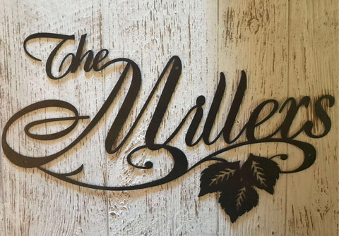 Elegant Metal Name SIGN with leaves
