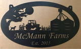 3' metal laser cut sign customized with GRAIN BIN ,TRACTOR and corn stalks
