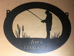 Personalized, metal FISHERMAN sign