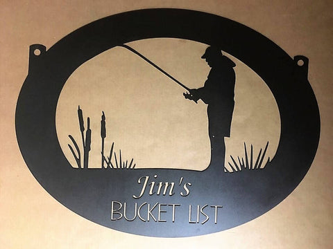 Personalized, metal FISHERMAN sign