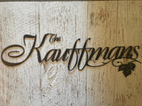 Elegant Metal Name SIGN with leaves