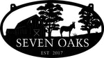 Small 2ft Personalized Metal Sign with  barn and donkey