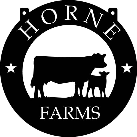 30 inch round ,Metal ,cow calf sign in black powder coat finish