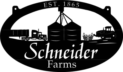 4' metal sign customized with GRAIN BIN ,TRACTOR and Truck