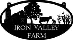 Metal FARM  Sign with  barn and cow and corn stalks ,3ft sign  with your name