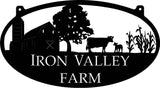Metal FARM  Sign with  barn and cow and corn stalks ,3ft sign  with your name