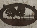 32 inch  Metal Sign with tree , fence customized with your name